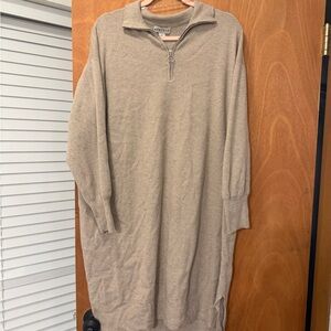 Ava & Viv Beige Quarter Zip-Front Sweater Dress Long Sleeve Women’s 1X